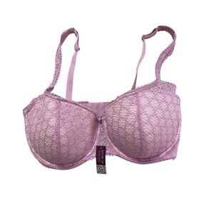 Adore Me Dianna Bra 36DDD Pink Lace Balconette Underwire Molded Cup NWT